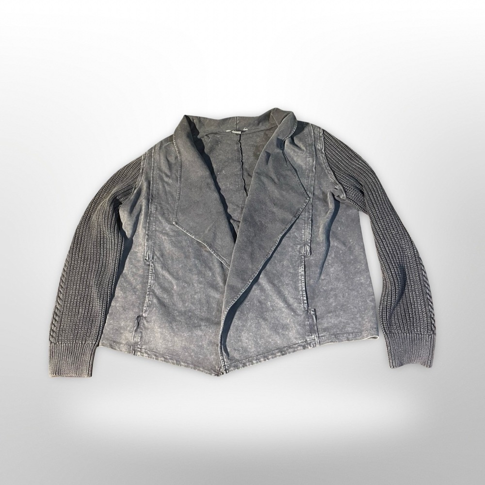 Natural Reflections Womens Denim Cardigan Sweater Knit Sleeves Size 1X